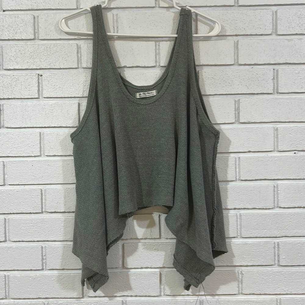 We The Free Sage Green Draped Tank Top